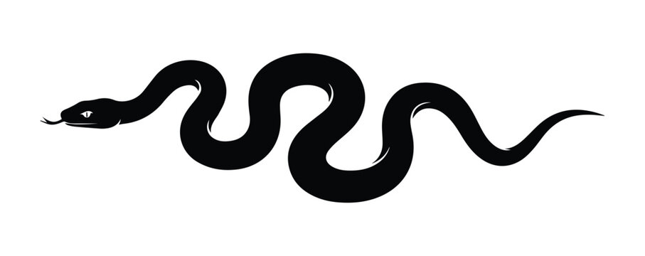 Slithering Snake Side View Shape Icon Silhouette Vector black design on a white background