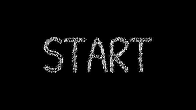 Start Word on Chalkboard: A chalk-written START against a black backdrop.