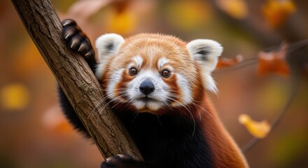Fototapeta premium Charming red panda portrait a close up of the adorable firefox exploring redpanda wildlife and conservation