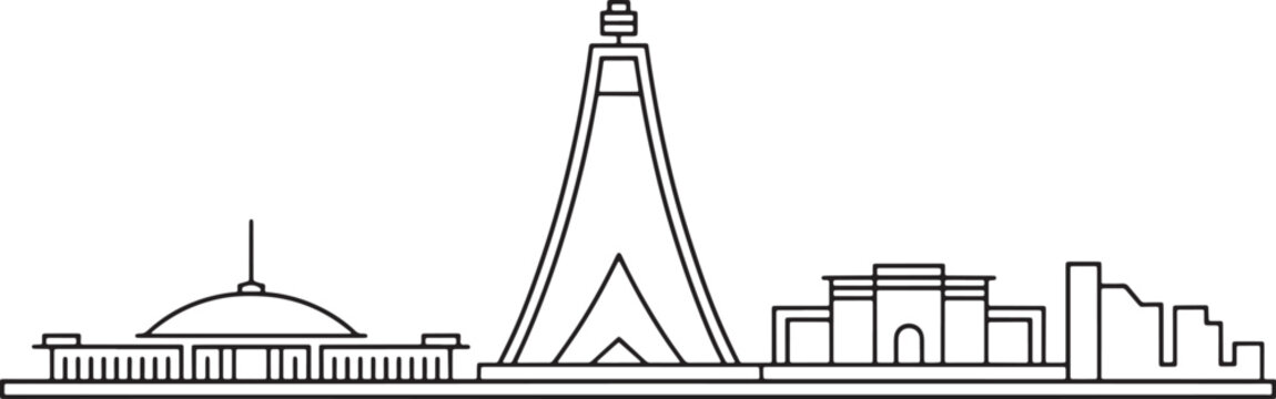 Samarra iraq skyline illustration with malwiya minaret and traditional middle east architecture