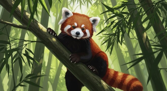 Charming red panda in bamboo forest wildlife photography conservation of ailurus fulgens