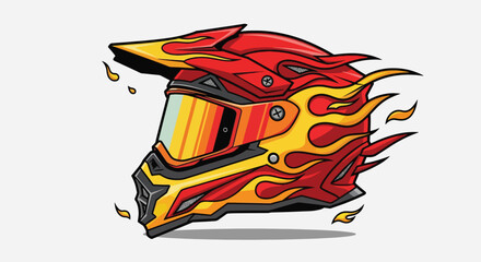 Fiery Motocross Helmet Design with Flames. © ErianJendra
