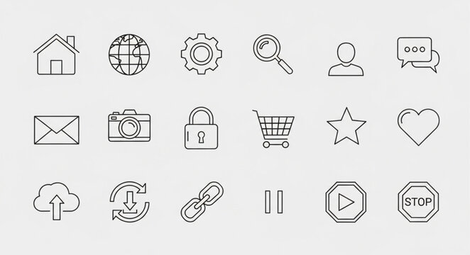 Collection of web and media icons.
