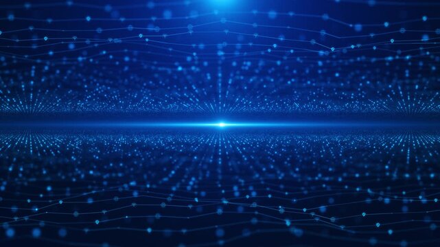 Abstract stream information Network flowing data line dot. Big data, technology, AI, transfer, data flow, visualization technology concept. Futuristic low poly shapes connecting the dots statistics