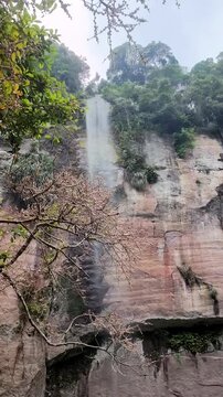 View of one of the waterfalls located in the Harau Valley tourist attraction, West Sumatra, Indonesia