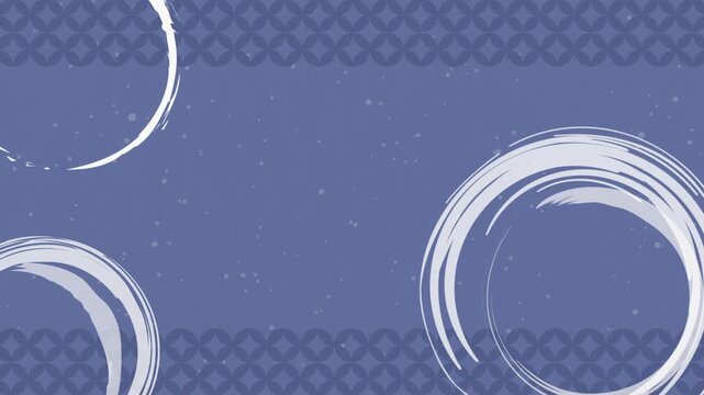 和柄（七宝）と筆書きの背景アニメーション　15秒ループ　色背景