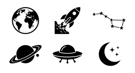 planet rocket constellation silhouette set © Rupali