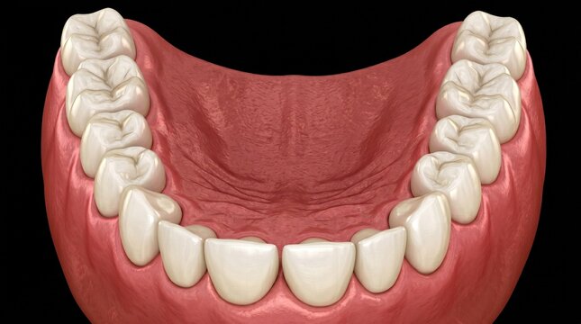 Representaci&oacute;n M&eacute;dica de Anatom&iacute;a Oral con Mand&iacute;bula, Enc&iacute;as y Disposici&oacute;n Completa de Dientes