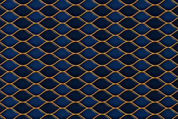 Fototapeta premium blue indigo net illustration background with golden shinny lines. Can be used for floor tiles, home decoration, textile fabrics, wallpaper