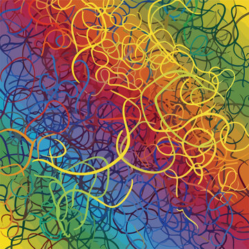 A colorful abstract artwork with swirling lines