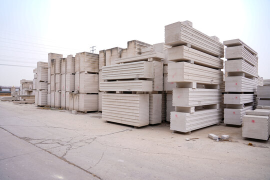 Stacked Lightweight Partition Panels / ALC Panels at Construction Yard