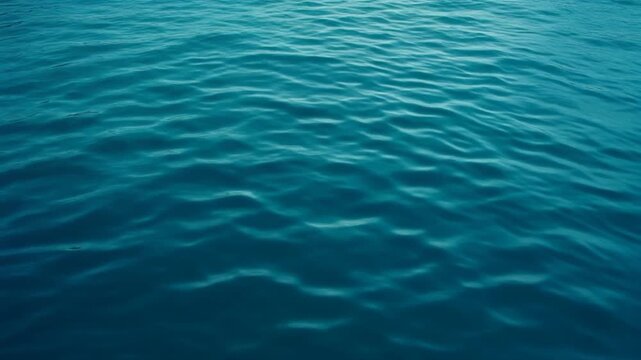 深い青の海面に広がる穏やかな水の波紋 禅の瞑想空間 ティールブルー抽象背景 シームレスループ プレゼン・ヨガ・スパ用 16:9 4K
