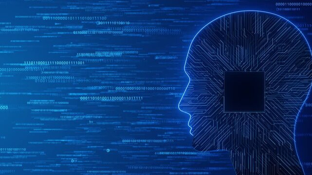 Digital brain human heads matrix Artificial intelligence humanoid head. ChatGPT AI digital brain 3D background. big data analysis information and neural network. face cyber mind. Technology abstract