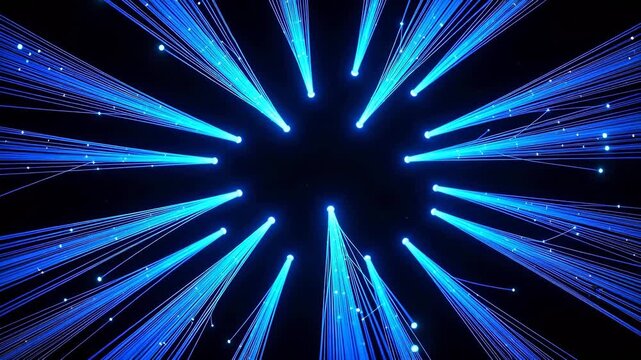 Blue light beams radiating from center