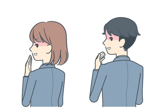 こちらを振り向きながら嘲笑う若いビジネスマンとビジネスウーマンのイラスト