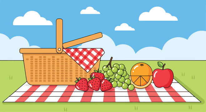 A vibrant picnic setup