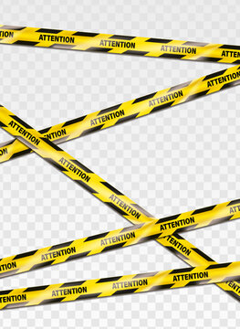 Vertical caution and danger yellow protection and warning ribbon.