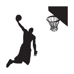 Basketball Player Dunk Silhouette Icon on white background or silhouette vector  © sondha