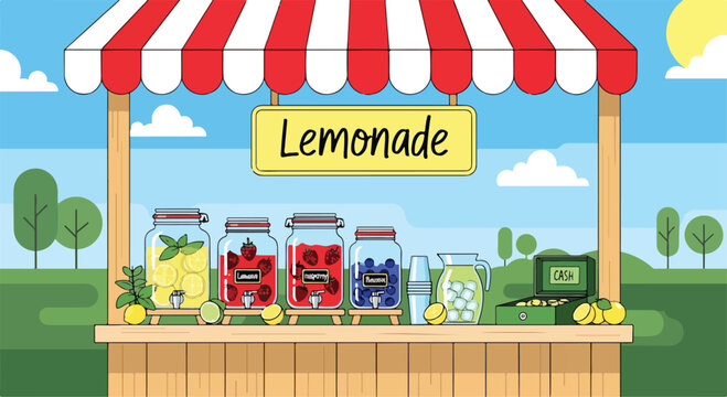 Colorful illustration of a lemonade stand