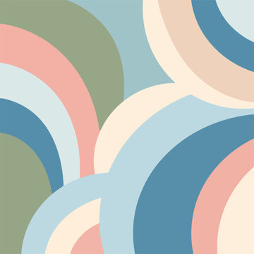 A colorful abstract composition of curved shapes