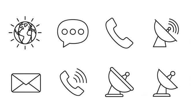 Communication Technology Icons Set.