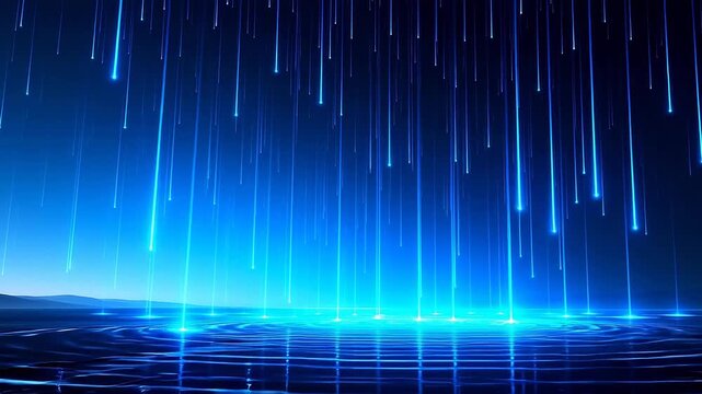 Blue light streaks in night sky