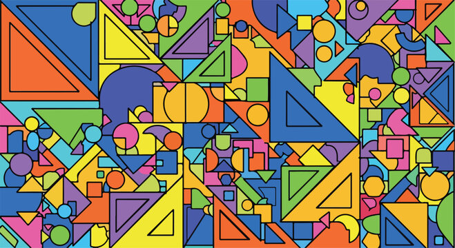 A colorful abstract composition of geometric shapes (4)
