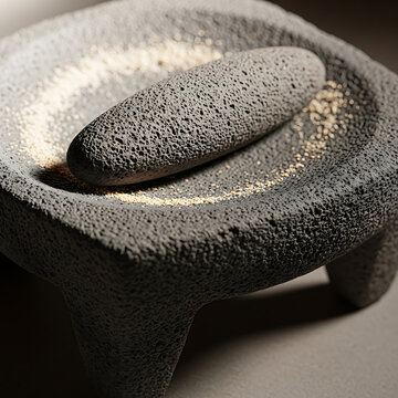 mayan metate grinding stone isolated on transparent background