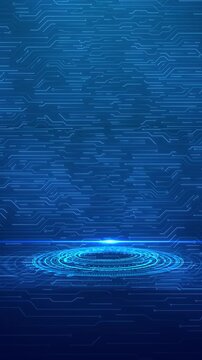 Hologram Virtual Interface display Futuristic blue Dynamic abstract digital HUD space circles particles. innovation virtual portal vortex. cyber technology, sci-fi interfaces Interface background