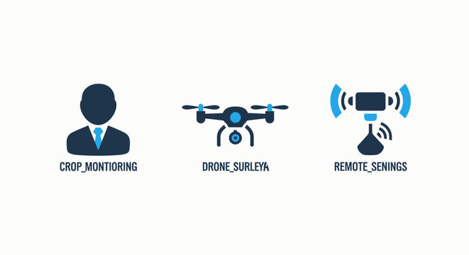 Crop monitoring drone survey remote sensing icons for agricultural technology and data collection with unmanned aerial vehicle precision agriculture smart farming agriculture technology satellite