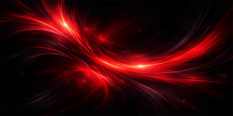 Dynamic red abstract fractal background featuring glowing fire waves and futuristic light streaks in a motion design illustration © Rehaan