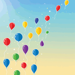 Colorful balloons floating in the sky © Hashirama