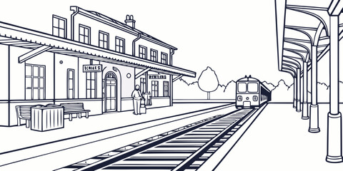 a train station with a train on the tracks Vector ©  MST RABEYA  BEGUM