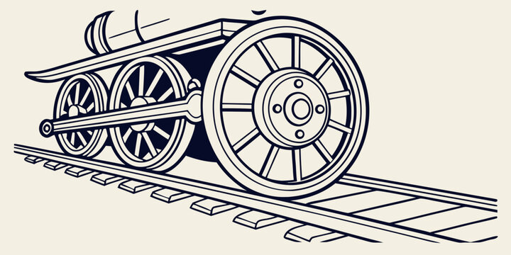 a vintage steam locomotive on train tracks Vector