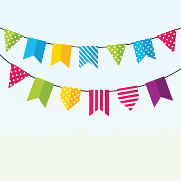 Colorful festive banner with triangular flags on a string