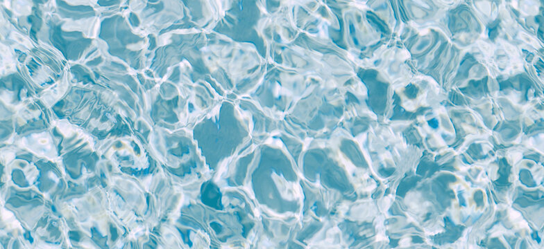 Top View Crystal Clear Blue Swimming Pool Water Surface with Ripple and Caustics Texture