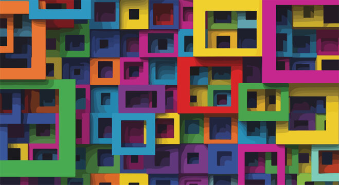 A colorful abstract composition of nested squares