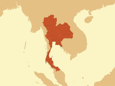 Thailand map flat vector illustration.