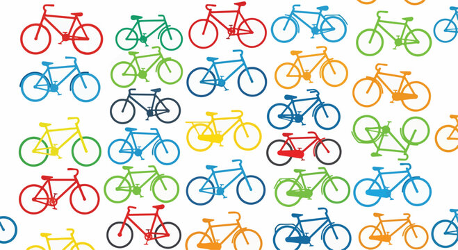 Colorful bicycle pattern on white background