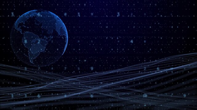 Futuristic Planet 3d earth globe space earth world map outer Digital technology worldwide global network internet connection background, cyber tech planet world, Ai big data, Innovation 5g wireless