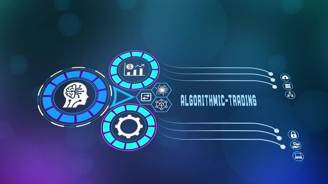 Specialized algorithm training and machine learning process with data flow lines and cognitive artificial intelligence head.