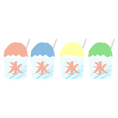 Naklejka premium かき氷セット 夏の冷たいデザートアイコン hand drawn shaved ice set vector illustration