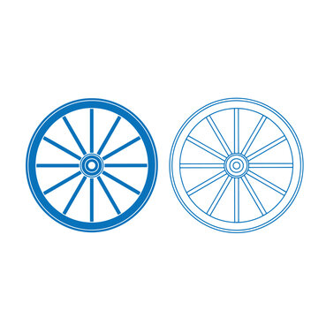blue wagon wheel icons with spokes on white background