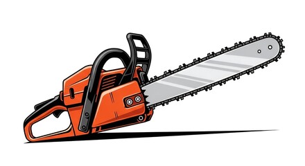 Fototapeta premium Orange Chainsaw Illustration - Powerful Tool for Woodcutting and Gardening