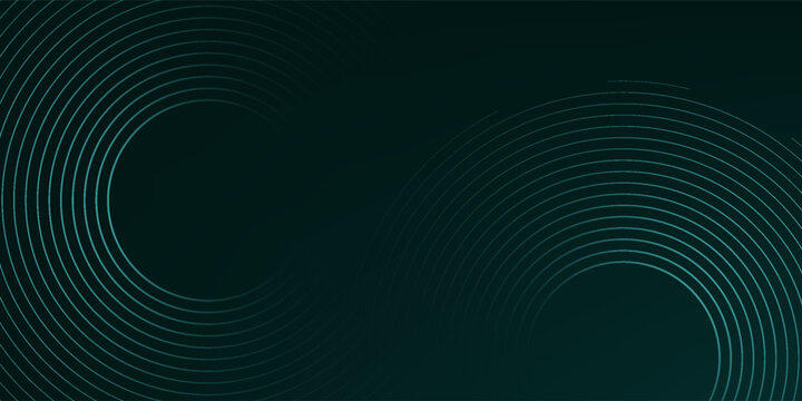 Vector geometric lines glowing on a dark green background. geometry circular