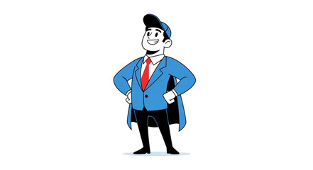 Obraz premium Cartoon Superhero Businessman Standing Confidently.