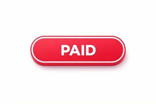 Red capsule button displaying the word paid in white letters