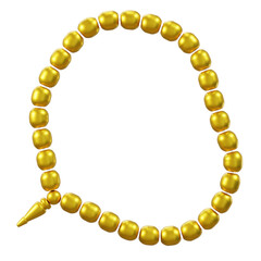 Obraz premium Golden Tasbih Prayer Beads 3D Render. Islamic Dhikr and Worship Symbol