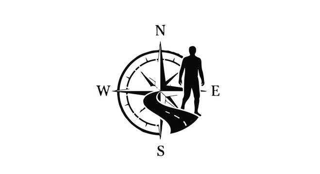 Person standing at crossroads on a winding road, symbolizing life choices and direction.