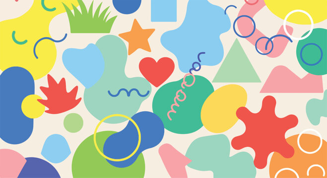 A colorful abstract composition of various shapes (1)